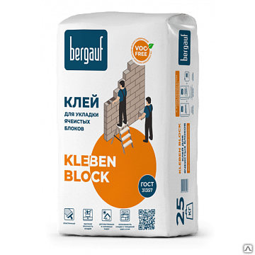 Клей для газобетона и ячеистых блоков Bergauf (Бергауф) Kleben Block, 25 кг
