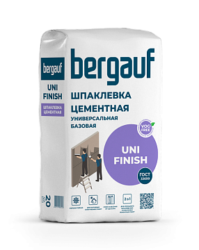 Шпаклевка цементная финишная Bergauf (Бергауф) Uni Finish, белая, 20 кг