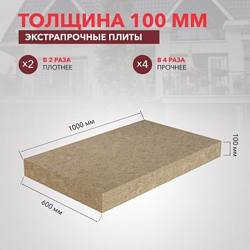 Утеплитель Роквул Лайт Баттс Экстра 1000х600х100 мм, 4 шт/уп, 2,4 м²